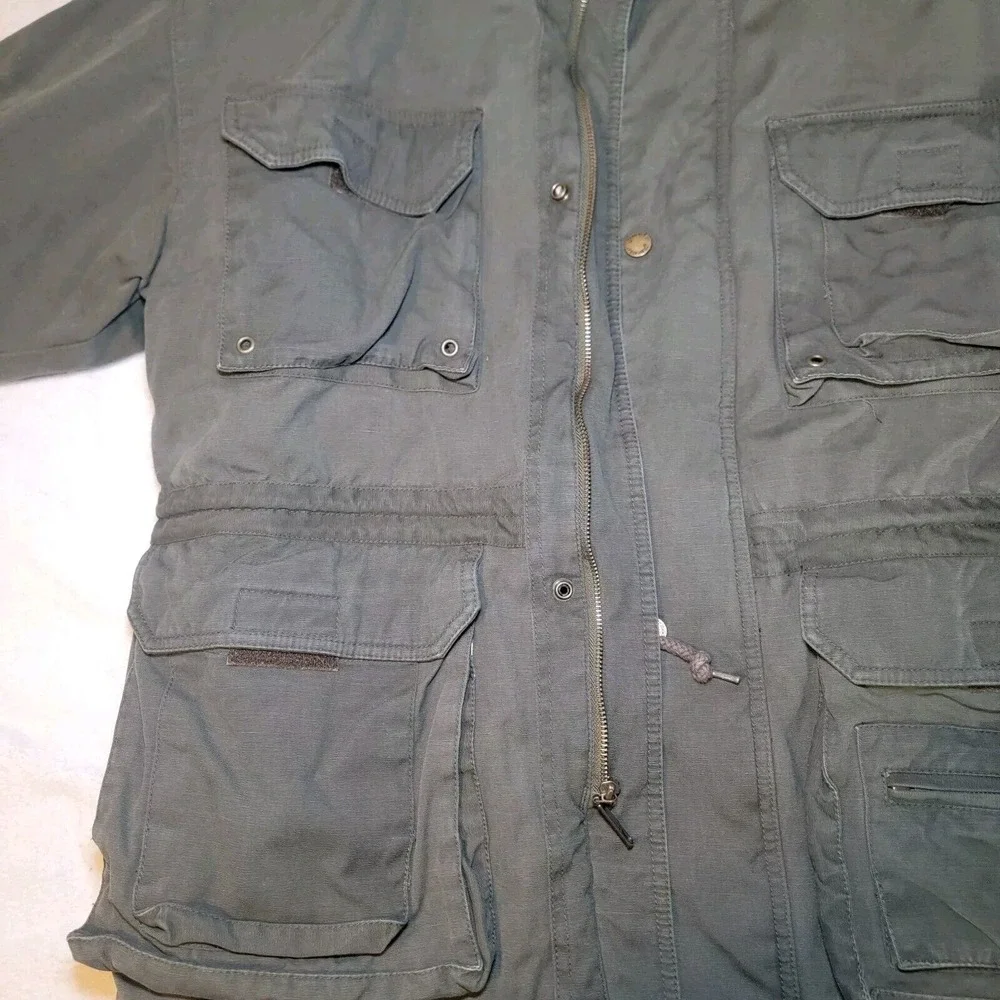 Vtg St Johns Bay Barn Chore Jacket Men Med Olive Corduroy Collar Flannel Quilted